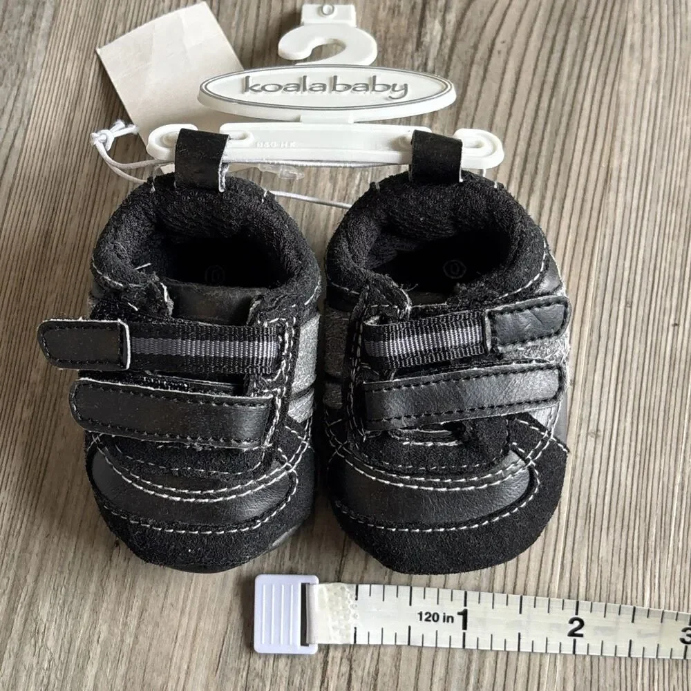 NWT Babies R Us Koala Baby Vintage Black Booties Adjustable Width  Size 0